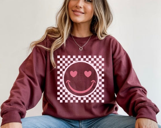 Checkered Smile Valentine Sweatshirt