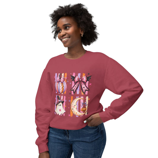 Halloween Cute Ghost & Pumpkin Crewneck Sweatshirt