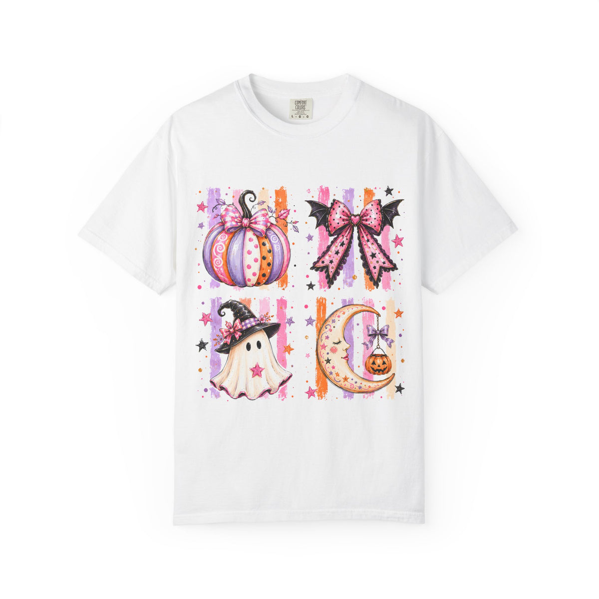 Halloween Cute Icons T-Shirt — Pumpkin, Ghost & Moon Graphic Tee
