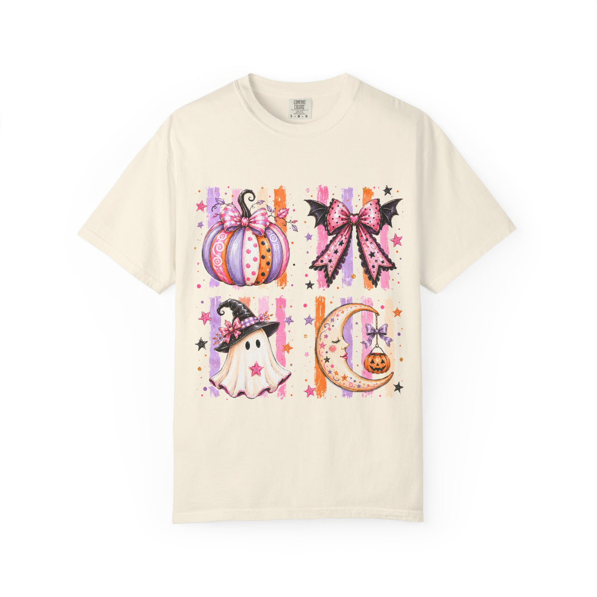 Halloween Cute Icons T-Shirt — Pumpkin, Ghost & Moon Graphic Tee