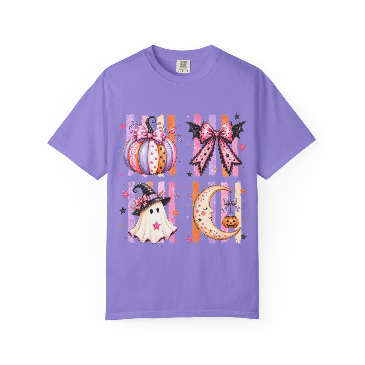 Halloween Cute Icons T-Shirt — Pumpkin, Ghost & Moon Graphic Tee