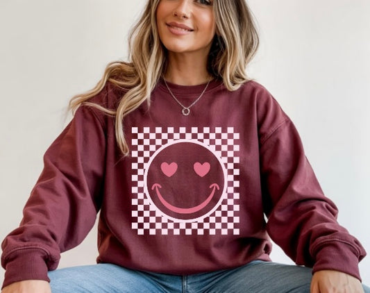 Checkered Smile Valentine Sweatshirt
