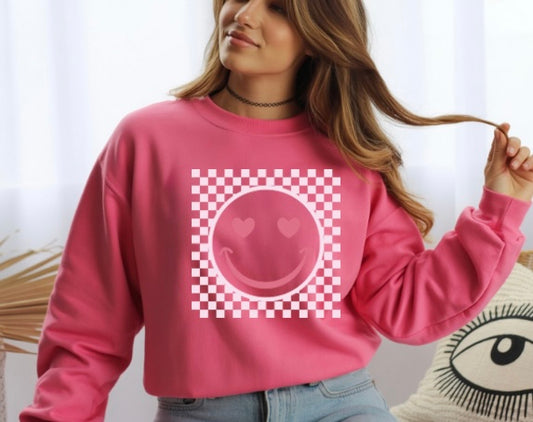 Checkered Smile Valentine Sweatshirt